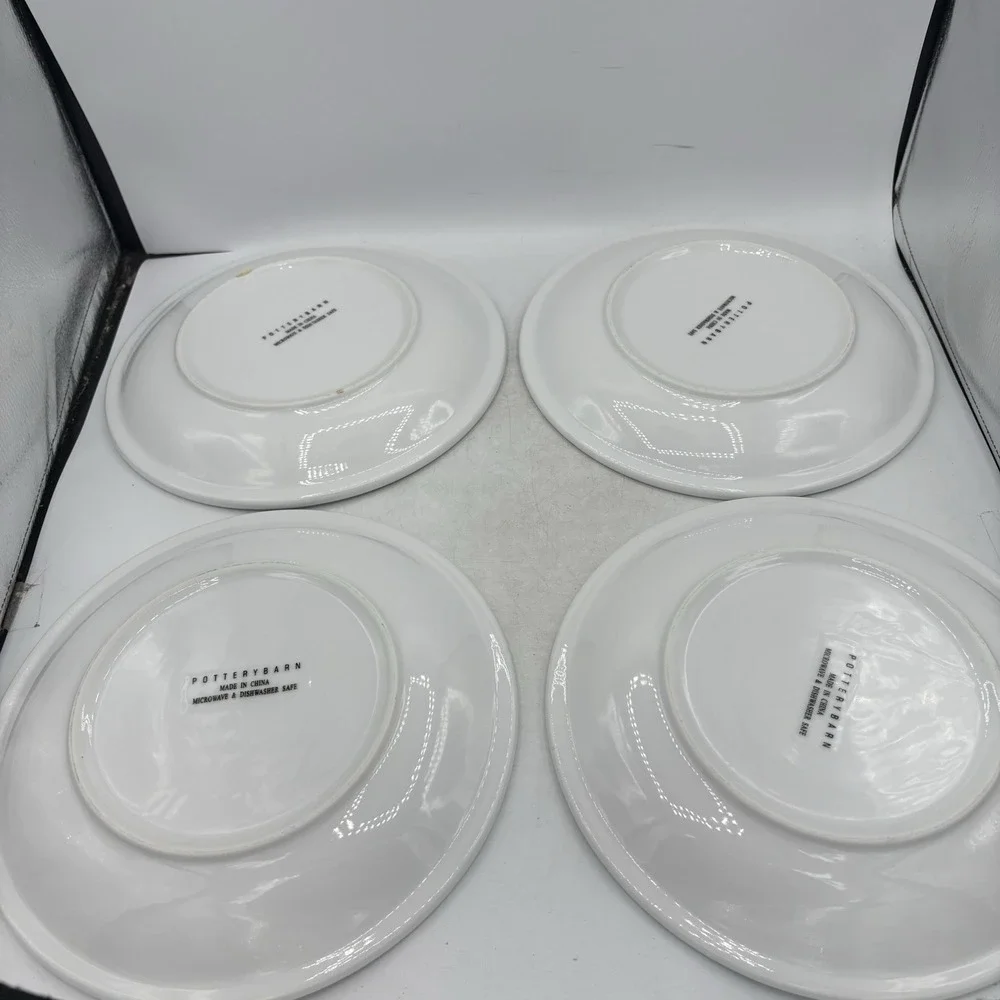 Pottery Barn Dinner Plates Suppertime White Thick Heavy 10.25
